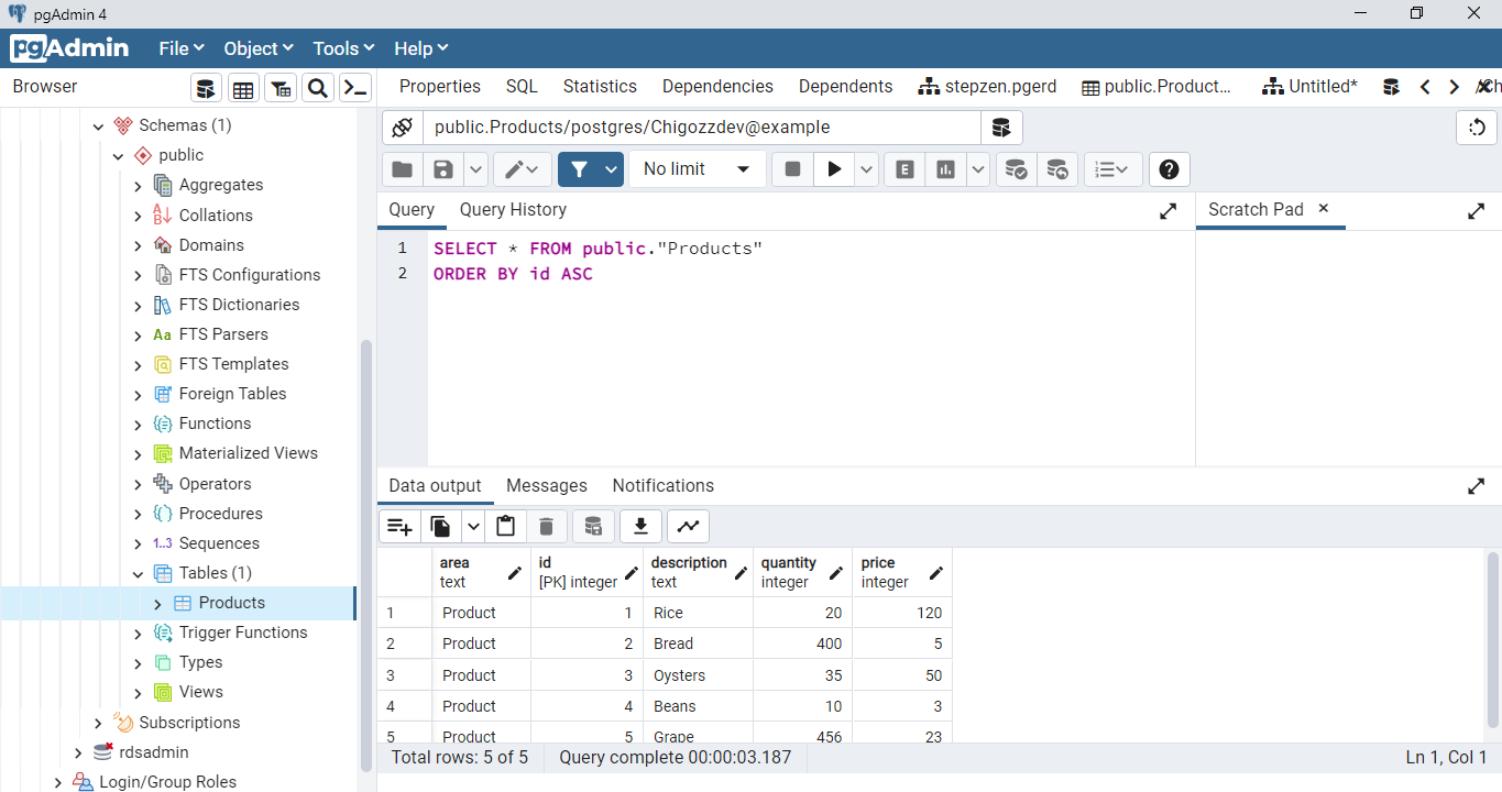 View and edit data in pgAdmin