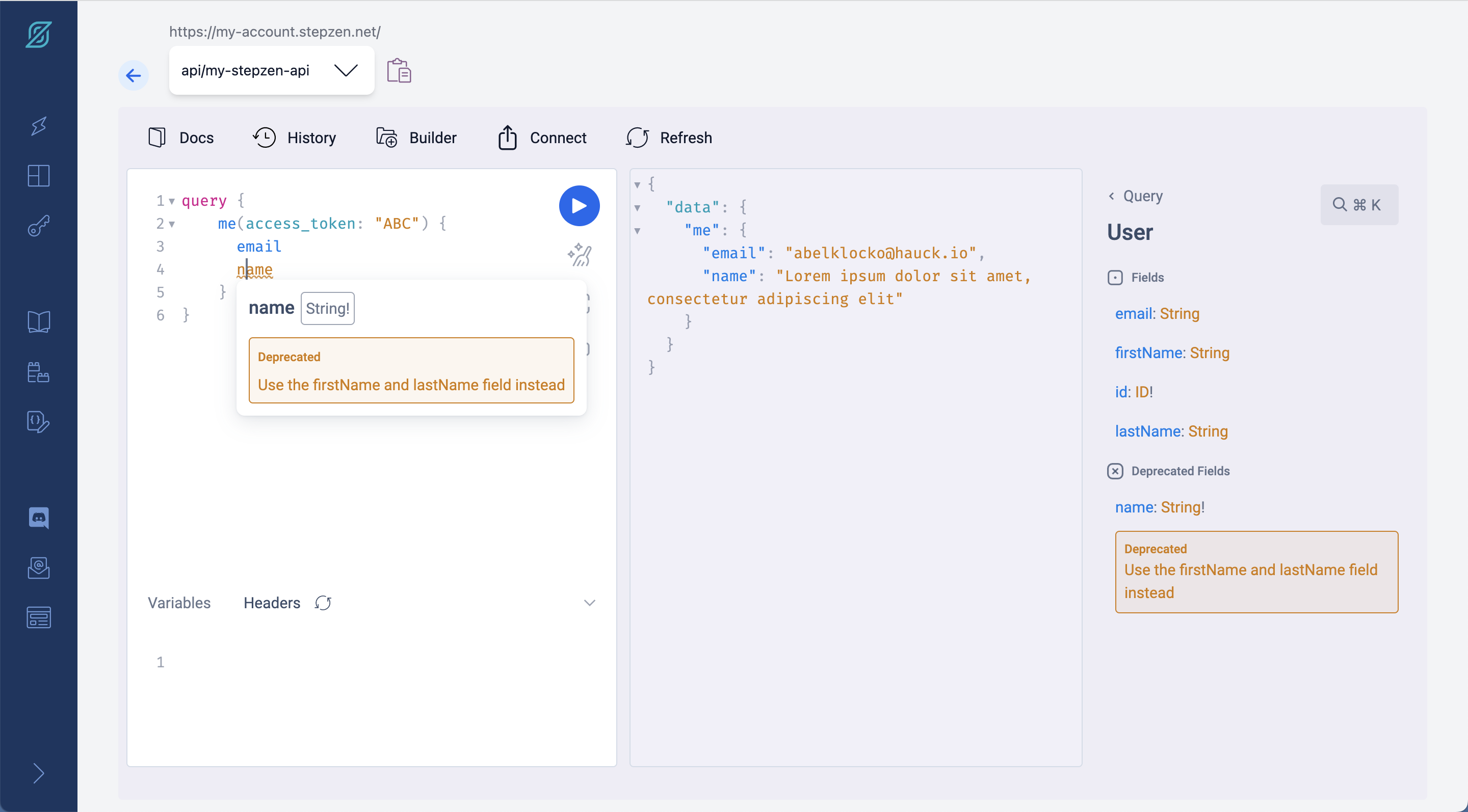 Deprecated field in GraphiQL