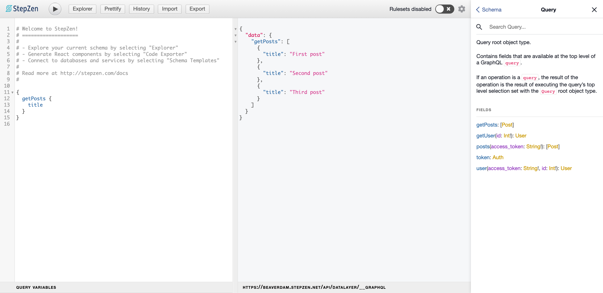 GraphiQL IDE for Data Layer