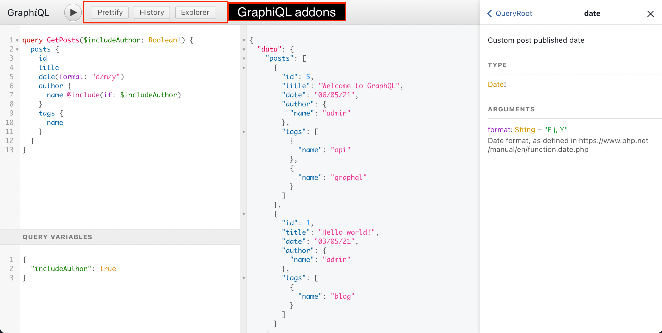 GraphiQL addons